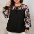 Cross border AliExpress printed round neck shirt European and American new fat mm plus size top for women, slim and loose long sleeved shirt