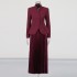 Elegant temperament style set 2025 new standing collar embroidered high-end top, high waist pleated skirt two-piece set