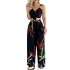 European and American women's clothing 2024 new imitation linen casual suit V-neck short vest high waist printed wide leg pants two-piece set