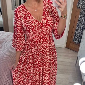 2023 new plus size super fairy V-neck floral dress for beach vacation, loose long skirt in stock