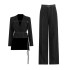 Angola Red two-piece set 2025 new irregular hem lace up design jacket+high waisted straight leg pants set