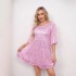 New and popular cross-border foreign trade items from Europe and America, fashionable solid color loose waist short sleeved skirt dress, banquet sequin dress