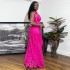 African Women's Trade 2025 Spring New Sweet Rose Red High Waist Lace Strap Long Dress