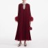 Socialite style loose fitting meat blocking long skirt 2025 early spring new item rhinestone ostrich fur design long dress for women