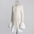 French long sleeved round neck dress for women in the spring of 2025, a high-end knitted dress with lotus leaf edges for socialites