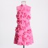 European and American style design A-line skirt 2025 new fashionable stand up collar sleeveless three-dimensional flower splicing lace up dress