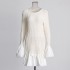 French long sleeved round neck dress for women in the spring of 2025, a high-end knitted dress with lotus leaf edges for socialites