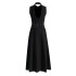 High end stand up collar sleeveless dress for women 2025 new heavy industry nail bead temperament slimming long skirt autumn