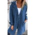 2024 Autumn/Winter Amazon Cross border New Women's Solid Color Flip Tie Pocket cardigan Single breasted Mid length Coat