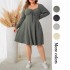 Independent research and development of Amazon's new European and American plus size dress, square collar dress, cross-border long sleeved short skirt for women