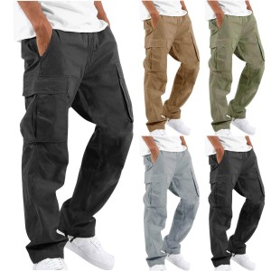 2022 Amazon Summer New Men's Work Pants Europe and America Independent Station Foreign Trade Drawstring Multi Pocket Casual Pants