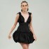 European and American women's clothing 2025 spring new style elegant temperament V-neck high waist slimming A-line dress short skirt