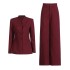 Temperament commuting style two-piece set 2025 new collarless waist cinched suit jacket+high waisted pants women's solid color set