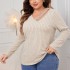 2024 new V-neck sweater for European and American foreign trade cross-border Amazon autumn and winter plus size fat MM loose outer sweater