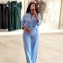 European and American Cross border Women's Clothing 2024 Summer New Fashion Solid Color Collar Suit Top Wide Leg Pants Casual Set