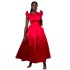 European and American women's clothing 2025 spring new style elegant high waist slimming A-line dress long skirt