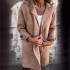 2024 Autumn/Winter Amazon Cross border New Women's Solid Color Flip Tie Pocket cardigan Single breasted Mid length Coat