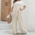 Cross border Amazon solid color overalls for women in summer on foreign trade AliExpress, loose and oversized wide leg jumpsuit pants for Europe and America