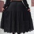 European and American cross-border Amazon fashion big lace black skirt new plus size solid color hollow skirt for women