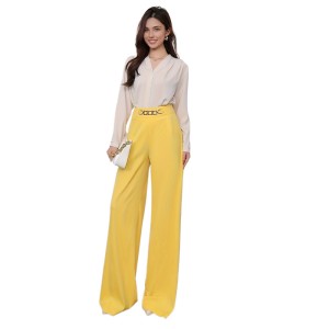 Cross border women's clothing from Europe and America, new and popular foreign trade items, solid color, hanging fashion, wide leg pants, long pants, formal pants, suit pants, women's pants