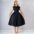 European and American women's clothing 2025 spring new style elegant temperament one collar high waist slimming bandage A-line dress