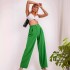 2024 European and American Cross border Foreign Trade New Elegant Solid Color High End Hanging Fashion Belt Straight Straight Leg Formal Pants Women's Pants