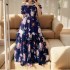 2024 Cross border New Spring/Summer European and American Women's Dress One Shoulder Floral Fashion Off Shoulder Long Style