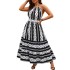 Amazon European and American style hanging neck sleeveless printed dress cross-border vacation big backless sexy long dress for women