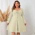 Independent research and development of Amazon's new European and American plus size dress, square collar dress, cross-border long sleeved short skirt for women