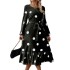 European and American foreign trade fat MM long sleeved polka dot slimming dress Amazon AliExpress lace up hem lotus leaf dress