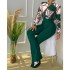 2024 Spring New European and American Cross border Leisure Set Printed Stand up Collar Long Sleeve Shirt Top Wide Leg Pants Two Piece Set