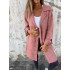 2024 Autumn/Winter Amazon Cross border New Women's Solid Color Flip Tie Pocket cardigan Single breasted Mid length Coat