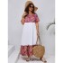 European and American Cross border Foreign Trade Summer New Bohemian Style Long Dress Amazon Round Neck Short Sleeve Long Dress for Women