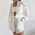 European and American foreign trade women's clothing 2024 spring new style ruffled heart printed shirt wide leg shorts casual set