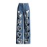 Fashion trend design straight leg pants 2025 spring new high waisted printed heart hollow wide leg jeans for women