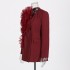 French retro style suit jacket 2025 new three-dimensional splicing ruffle decoration Angola red small suit for women