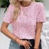 Amazon Cross border New Popular Commuter Loose Short Sleeve Bag Collar Round Neck Top Women's Glitter T-shirt from Europe and America