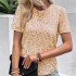 Amazon Cross border New Popular Commuter Loose Short Sleeve Bag Collar Round Neck Top Women's Glitter T-shirt from Europe and America