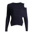 Fashionable and minimalist casual knitted sweater for early spring 2025, new off shoulder hollowed out slim fit, long sleeved solid color sweater for women