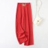 European and American Cross border 2024 New Elegant Solid Color Micro Elastic Drop Feeling High Waist slimming pants Casual pants Women's wide leg pants