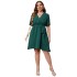 Independently developed European and American foreign trade Amazon AliExpress hot summer green V-neck belt waist cinching dress