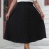 European Amazon Button High Waist Skirt 2024 Summer New Product Loose Large Swing Skirt Elegant Skirt