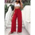 2024 European and American Foreign Trade New Casual Micro Elastic Loose Hug High Waist Jacquard Casual Pants Wide Leg Pants Women's Pants