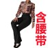 Cross border new casual suit for European and American foreign trade women's clothing, printed stand up collar long sleeved shirt top, wide leg pants two-piece set