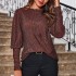 2024 European and American Amazon foreign trade new commuting style loose fit long sleeved sequined round neck shirt women's top T-shirt