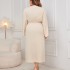 Cross border Wish Amazon new long sleeved dress, AliExpress temperament, waist cinching, slim fitting, irregular cut long dress