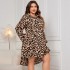 Amazon autumn and winter leopard print dress, AliExpress European and American fashion leopard print long sleeved plus size loose dress