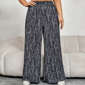 Independently developed foreign trade cross-border AliExpress plus size fat mm high waist wide leg pants loose thin straight tie dye pants