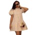 European and American women's clothing 2025 spring new style elegant temperament bubble sleeves half high neck A-line dress short skirt