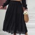 European and American cross-border Amazon fashion big lace black skirt new plus size solid color hollow skirt for women